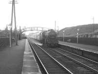 Black 5 no 44862 takes a southbound train through Kirkconnel on 6 August 1966.<br><br>[Colin Miller 06/08/1966]