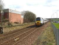The afternoon northbound <I>East Coast</I> HST about to race through Markinch station on 8 April 2010.<br>
<br><br>[Brian Forbes 08/04/2010]