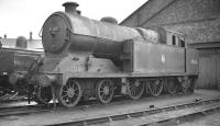 One of the large BR class A5 4-6-2T locomotives (originally GC class 9N) no 69828, awaits its fate in the yards at Darlington Works in early 1959. The locomotive had been withdrawn from Colwick shed in November the previous year. <br><br>[K A Gray //1959]