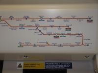 This is a view of the route map inside a train on the new portion of the East London Line.<br><br>[John Thorn 10/05/2010]
