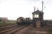 A Clayton on a ballast train stands alongside the closed Crew Junction signal box in the summer of 1966.<br><br>[Frank Spaven Collection (Courtesy David Spaven) //1966]