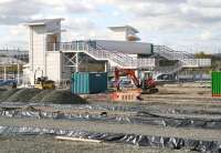 Progress on the new station and surrounding infrastructure at Bathgate. Seen on 2 May 2010 from Edinburgh Road looking south over the former yard.<br><br>[John Furnevel 02/05/2010]