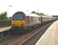 EWS 67008 and the evening Fife circle loco hauled train stands at Thornton on 21 May.<br><br>[Brian Forbes 21/05/2010]