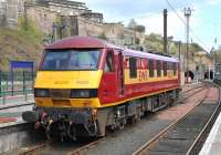 Pictured stabled in the locomotive bay at the east end of Waverley station on 21 April 2010 is 'sleeper' regular 90029 <I>The Institution of Civil Engineers</I>.<br><br>[Andy Carr 21/04/2010]