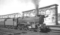 Holbeck Jubilee 4-6-0 no 45573 <I>Newfoundland</I> at Carlisle platform 4 in July 1965 with the 12.40pm Gourock - Leicester/Manchester 'CTAC Scottish Tours Express.'<br><br>[K A Gray 17/07/1965]