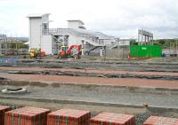 View of the new Bathgate station looking south from Edinburgh Road on 30 May 2010. In addition to the station itself there has been significant recent progress on access roads and car parking.<br><br>[John Furnevel 30/05/2010]