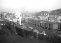 A general view of the Eyemouth branch terminus on 27th January 1962, one week before complete closure. View is north east towards the Harbour, with Tweedmouth shed's J39 0-6-0 no 64844 on the branch train.<br><br>[Frank Spaven Collection (Courtesy David Spaven) 27/01/1962]