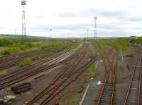 Part of the desolation that was once the bustling Healey Mills Yard. View west towards the diesel depot and admin building on 14 May 2010.<br><br>[David Pesterfield 14/05/2010]