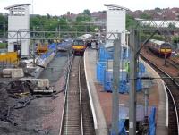 Progress at Airdrie - view east over the station on 9 June 2010.<br><br>[John Steven 09/06/2010]