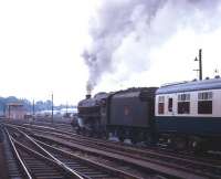 Black 5 no 45030 takes a train south out of Carlisle in the 1960s.<br><br>[Robin Barbour Collection (Courtesy Bruce McCartney) //]