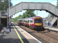 Eastbound at Bishopbriggs on 15 June - 170 470 pulls in with a Dunblane service.<br><br>[David Panton 15/06/2010]