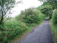 The Glasson Dock Branch trackbed on the 80th anniversary of its closure to passengers in 1930. This view looks north towards Lancaster from near Conder Green station picnic site. The River Lune estuary, which the branch closely follows for most of its length, can be seen on the left. <br><br>[Mark Bartlett 07/07/2010]