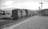 McIntosh 0-4-4T no 55173 approaching the platform at Connel Ferry from the east with the stock of the Ballachulish branch train, most probably the early afternoon service. The date is 9 September 1960.<br><br>[K A Gray 09/09/1960]