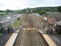 View east from the station footbridge at Hexham, 21 July 2010. Note the old east end semaphore signal gantry has now been removed and replaced by a slightly less photogenic affair [see image 13839] <br><br>[Bruce McCartney 21/07/2010]