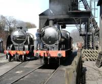 Cleaner at work. A quiet spring afternoon at Grosmont shed in March 2010.<br><br>[John Furnevel 26/03/2010]