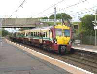 The 15.17 service for Largs runs into Dalry station on 25 July 2010. [See image 21618] for the scene forty seven years earlier.<br><br>[Colin Miller 25/07/2010]