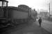 Lots of railwaymen in attendance as a J35 shunts in Gorgie East yard in 1961 - in the distance are the Westfield multi-storey flats (the first in Edinburgh), which can still be glimpsed from E&G trains just west of Haymarket West junction.<br><br>[Frank Spaven Collection (Courtesy David Spaven) //1961]