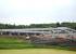 Mega footbridge structure at the new Blackridge Station site viewed from the A89 on 23 June, with the rail trolley of the tracklaying train having run to the rear of the unit in the station area to collect further supplies of sleepers. <br><br>[David Pesterfield 23/06/2010]