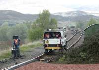 <I>'I always wanted to be a train driver'....</I> First Engineering team at Rannoch on the morning of 20 May 2003, preparing to head north onto the moor in pouring rain.<br><br>[John Furnevel 20/05/2003]