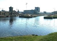 Leith Docks. View northeast from Ocean Drive in April 2004 looking across the former graving docks with Albert Dock beyond.<br><br>[John Furnevel 25/04/2004]
