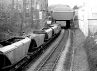 Coal empties passing east through the former Morningside Road station in 1982.<br><br>[John Furnevel 11/11/1982]