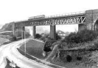 A DMU crossing Jamestown Viaduct in March 1971. View north towards Inverkeithing.<br><br>[John Furnevel 23/03/1971]