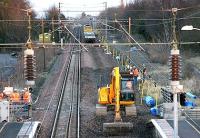 Track renewal - ECML Longniddry - looking east - Dec 2004.<br><br>[John Furnevel /12/2004]