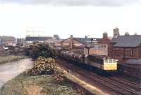With the Rome Street Gasometer in the background D7547 hauls a northbound freight on the Carlisle goods lines on 2 July 1969. <br><br>[John Furnevel 02/07/1969]