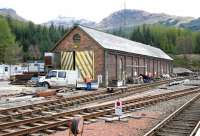 The former locomotive shed and yard at Crianlarich in 2005. Now in use as a permanent way depot.<br><br>[John Furnevel 16/04/2005]