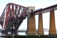 More scaffolding than bridge! Serious maintenance work on the Forth Bridge in April 2005. [See image 40857]<br><br>[John Furnevel 30/04/2005]