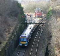 A southbound train taking the Glasgow line at Hilton Junction in February 2005.<br><br>[John Furnevel 12/02/2005]