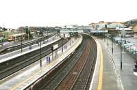 Panorama of Stirling station from the north in January 2005. On the left a terminated DMU service from Glasgow Queen Street is at platform 10 awaiting its return departure time. For the view from the same spot 28 years earlier [see image 4834]. <br><br>[John Furnevel 12/01/2005]