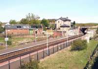 Markinch station looking north in May 2005 showing the remains of the yard and parcels shed. The goods shed used to store 60009 <I>Union of South Africa</I> stood in front of this until demolished following fire damage. [See image 24902]<br><br>[John Furnevel 01/05/2005]