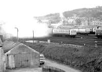 Sick DMU - Haymarket shed - 1973.<br><br>[John Furnevel 13/06/1973]