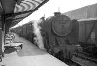 72009 <I>Clan Stewart</I> simmers on a train at Carlisle platform 1 in the sixties.<br><br>[Robin Barbour Collection (Courtesy Bruce McCartney) //]