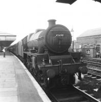 Jubilee 4-6-0 no 45698 <I>Mars</I> stands at Carstairs with an up train in 1965. The 4-6-0 was allocated to Bank Hall shed, Liverpool at the time (as it was for most of its operational life) and was in all probability in the process of heading back there.<br><br>[Jim Peebles //1965]