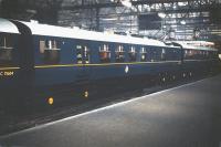 Brand new electric <I>Blue Train</I> stock open to the public as part of the <I>Scottish Industries Exhibition</I> at Glasgow Central station on 5 September 1959. [See image 26800]<br><br>[A Snapper (Courtesy Bruce McCartney) 05/09/1959]