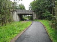 The bridge carrying the A81 road over the trackbed at Flanders Moss, Gartmore, in August 2010.<br><br>[Alistair MacKenzie 10/08/2010]