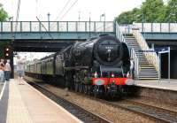 Ex-LMS Coronation Class Pacific no 6233 <I>Duchess of Sutherland</I> <br>
coasts through Leyland on the Down Slow line on 5 June 2010 returning south after a railtour to Carlisle.<br><br>[John McIntyre 05/06/2010]