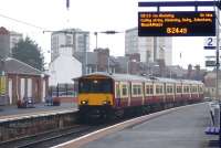 The 07.30 from Glasgow Central arrives at Ayr on 29 July in persistent drizzle. <br><br>[Colin Miller 29/07/2010]