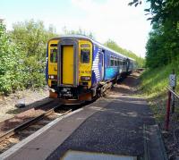 The 13.07 service from Glasgow Central arrives at Paisley Canal on a sunny 29 July.<br><br>[Colin Miller 29/07/2010]