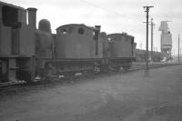 Scene in the yard at Colwick MPD (40E) on 28 August 1960 with a J94 and a pair of J69 0-6-0 tanks standing in the yard nearest the camera.<br><br>[K A Gray 28/08/1960]