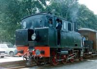 The Danish Mariager - Handest Veteranjernbane at theHandest terminus in July 1987. A German-built 2-6-0T stands with a train for Mariager.<br><br>[Colin Miller /07/1987]