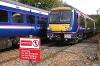 First Scotrail 158 and 170 services pass at Aberdour on 31 August 2010.<br>
<br><br>[Bill Roberton 31/08/2010]