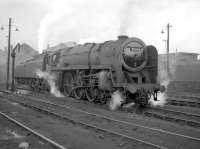 Britannia Pacific no 70008 <I>Black Prince</I> in the shed yard at Kingmoor in 1964.<br><br>[Robin Barbour Collection (Courtesy Bruce McCartney) //1964]
