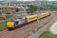 DRS 37611 leads the Network Rail <i>Radio Survey Train</i> on the up line toward Armadale and the west on 7 September 2010.<br><br>[James Young 07/09/2010]