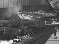 A slightly disappointing turnout for the Carlisle branch meeting of the V2 fan club in February 1963. Special guest no 60913 stands on the centre road waiting to take over the 9.25am Crewe - Perth. [See image 7438]<br><br>[K A Gray 01/02/1964]