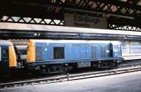 20 208 couples up to haul a failed DMU to Cardenden out of Edinburgh Waverley in August 1986.<br><br>[David Panton /08/1986]