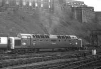 Deltic D9009 'Alycidon' leaves Waverley with the 12.15 (SuO) to Kings Cross.<br><br>[Bill Jamieson 15/02/1970]