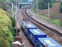 A cautious, slow line, approach to Preston for 92017 and the <I>Tesco Express</I> with a single yellow ahead at Skew Bridge Junction. <br><br>[Mark Bartlett 30/09/2010]